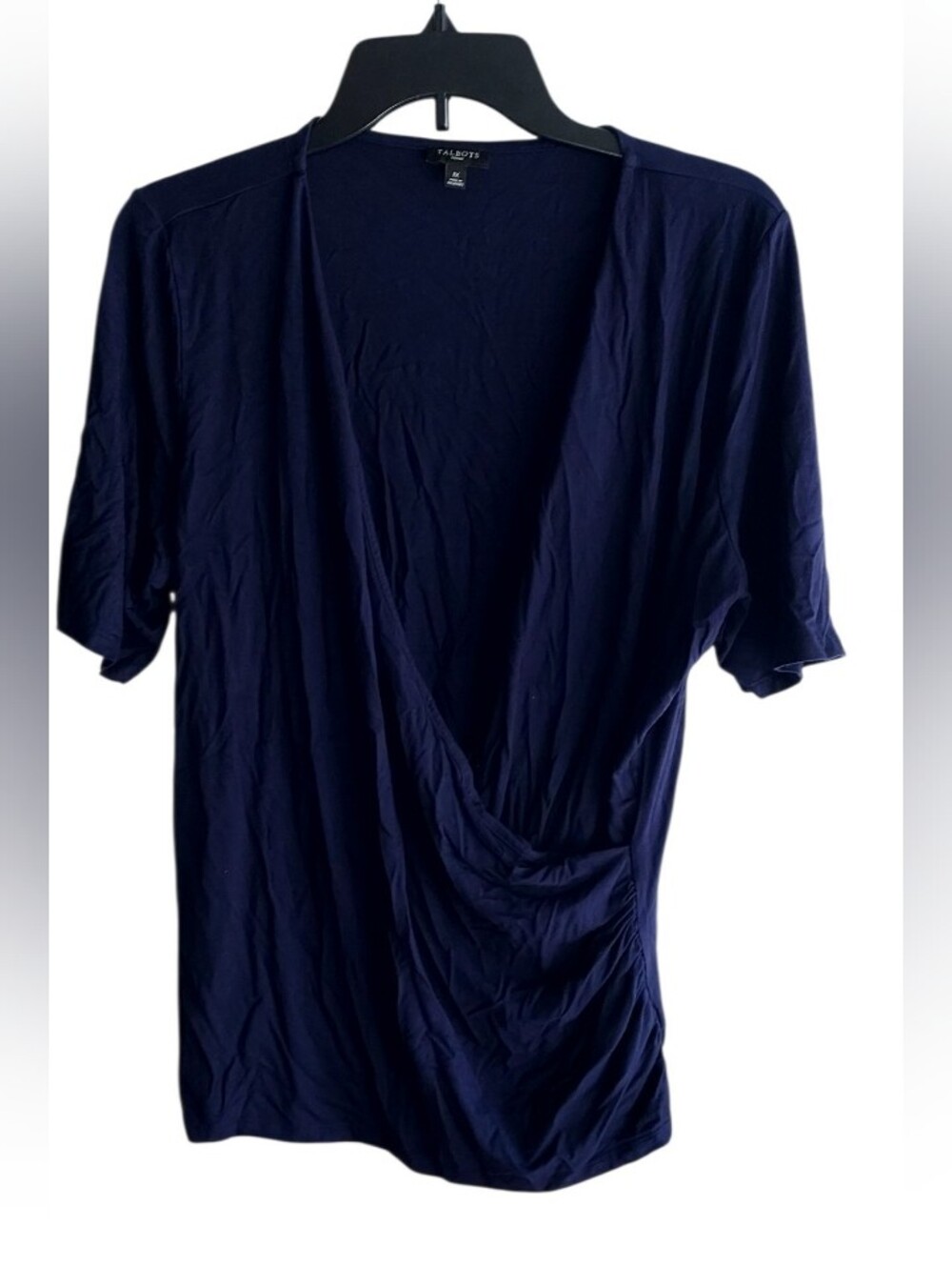 Talbots Navy Short-Sleeve Wrap Front Top